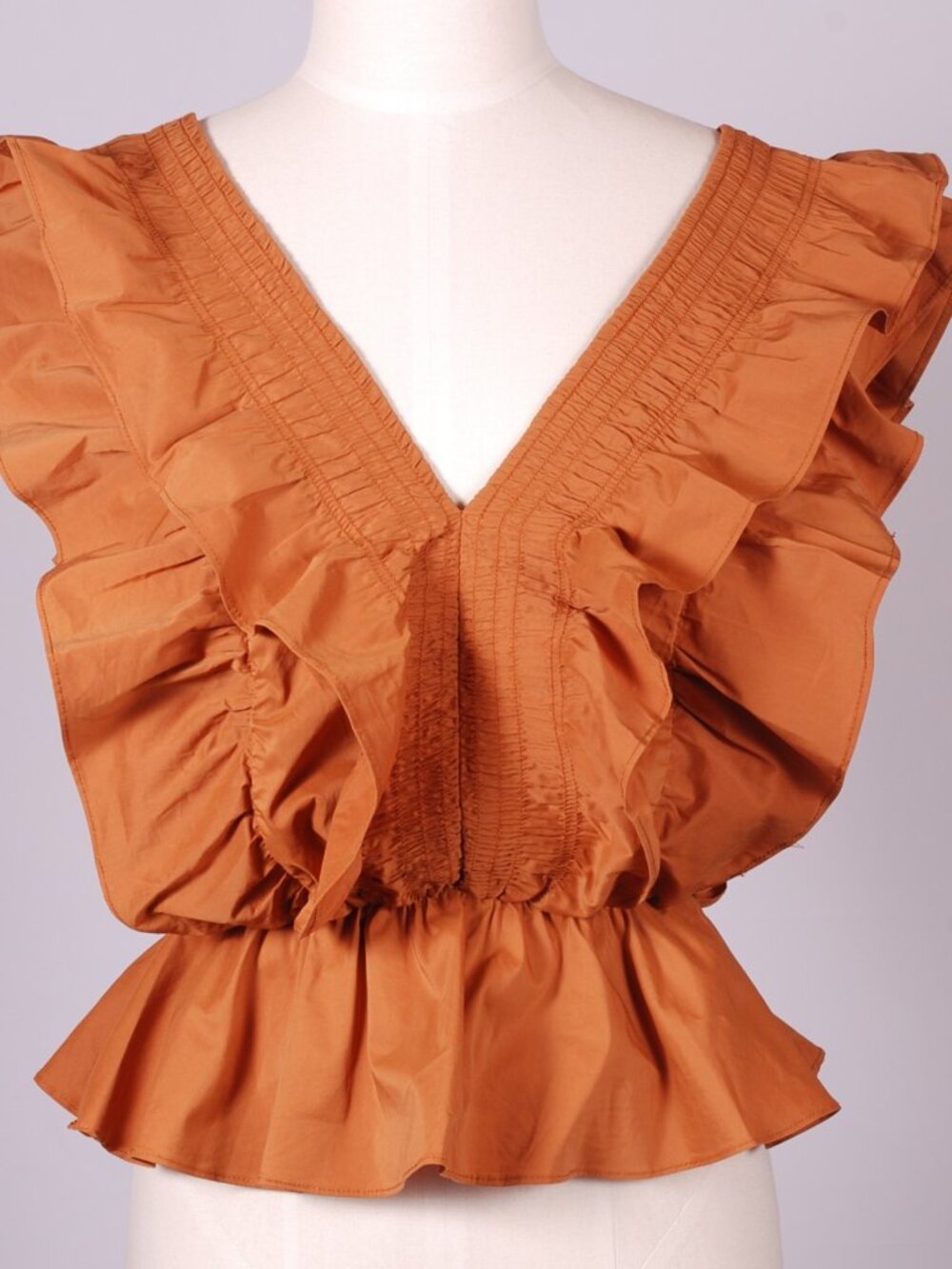 NWOT Strut & Bolt Bolt Orange Ruffle Sleeve Blouse, Sz - M - Picture 2 of 7